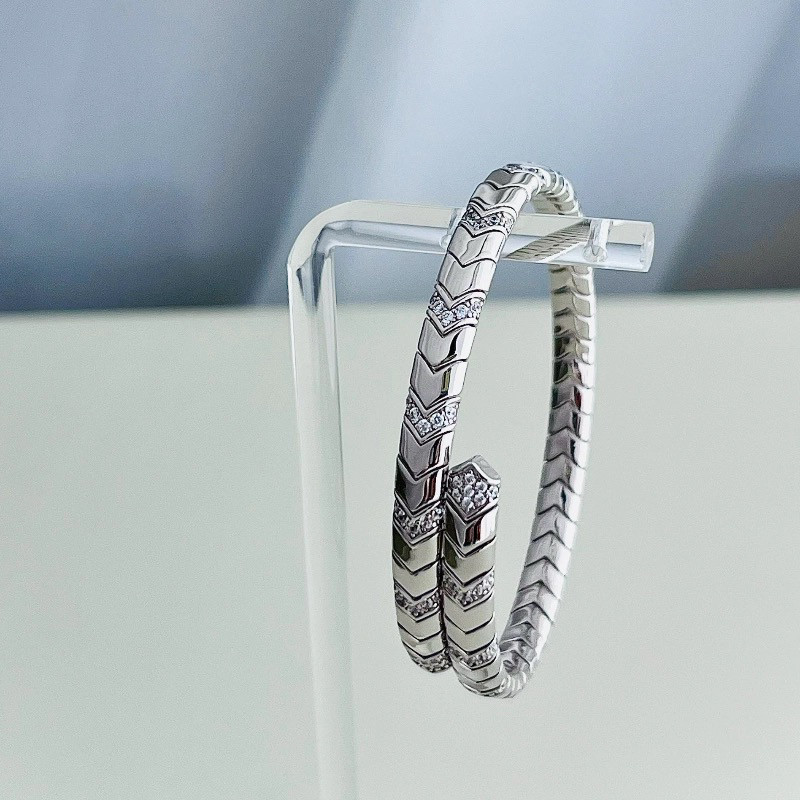 韩国东大门S925通体纯银蛇形手镯男女轻奢小众精致开口手环
