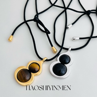 设计师原创高定款通体S925银镀铑金18K金葫芦吊坠项链新年礼物