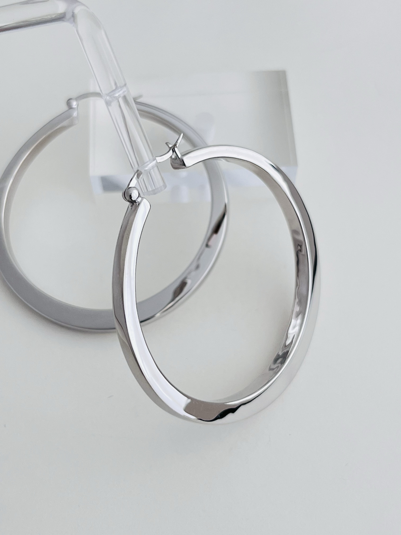 高定款设计师系列S925纯银大圆圈耳环女高级感欧美几何光面耳圈