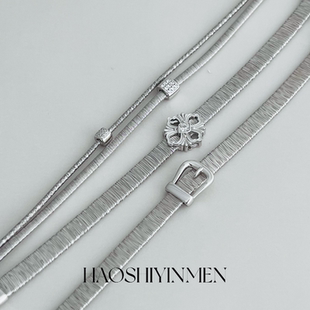 设计师款S925纯银镀铑金意大利进口金丝缠绕手链小众高级感手链