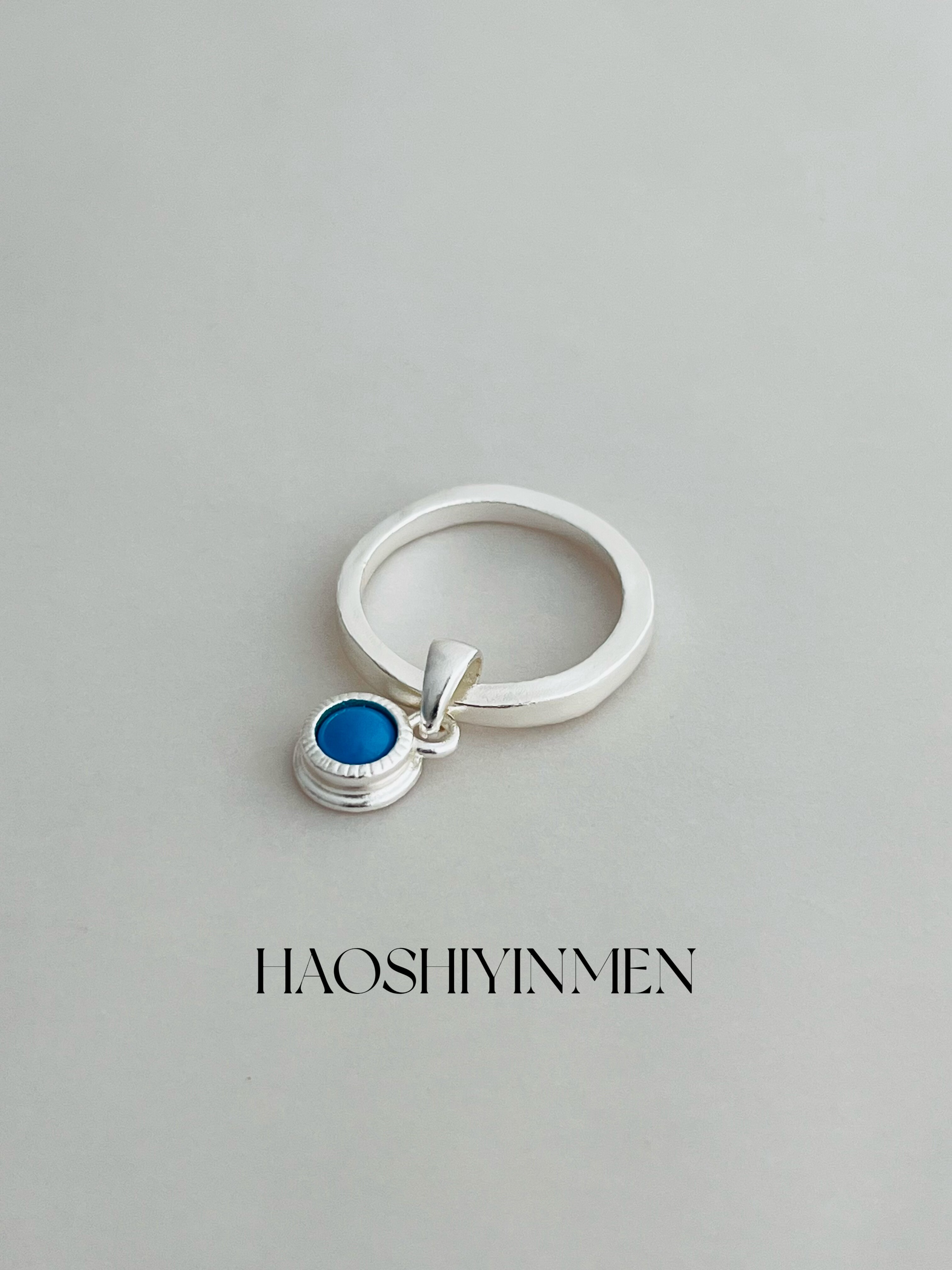 设计师款S925纯银复古手工蓝松石水滴戒指女小众设计感高级食指戒