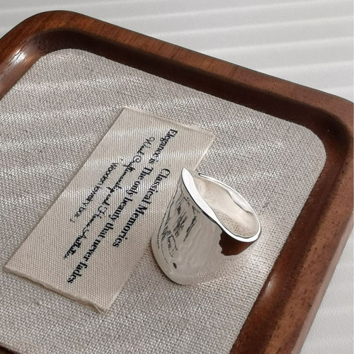 韩国东大门S925通体纯银宽面极简戒指轻奢百搭食指戒指