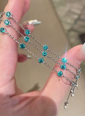 设计师款S925纯银镀铑金帕拉伊巴手链小众设计感高级轻奢手链
