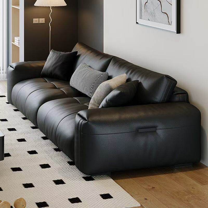 森华派意式轻奢真皮沙发客厅大小户型三人位钢琴键宽坐深直排沙发