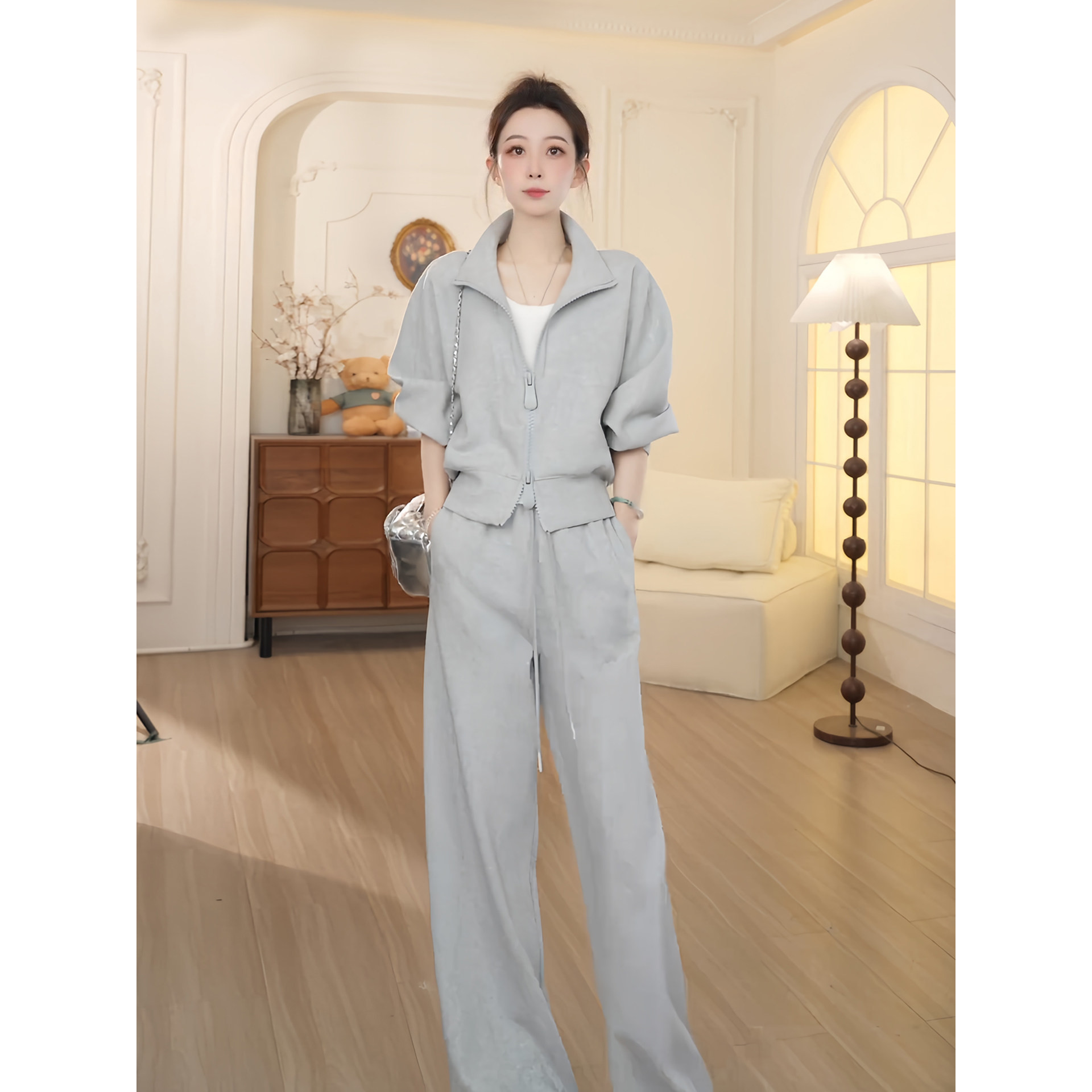 韩系chic高级感套装女春秋时尚洋气减龄休闲运动卫衣阔腿裤两件套