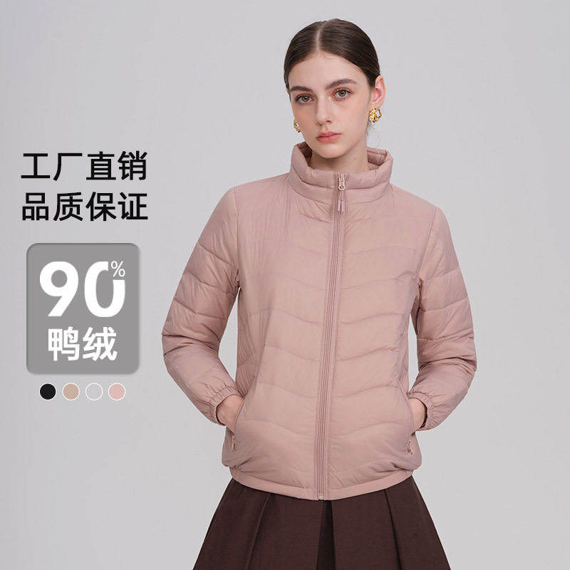 2025女橡筋短款轻薄羽绒服女士女式秋冬装大码女装平湖批发轻量