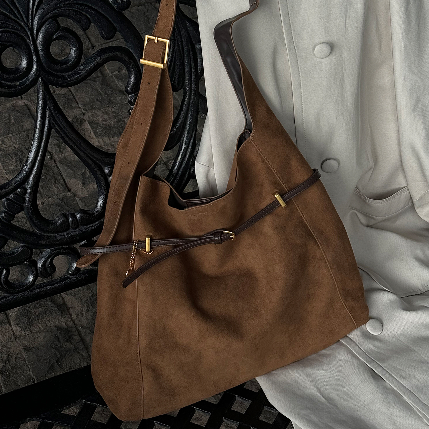 复古大容量托特包单肩通勤包