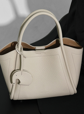 RANU真皮菜篮子水桶包包女2025新款高级感小众设计单肩斜挎手提包