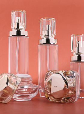 乳液套装分装瓶HOPECK护肤化妆欧式奢华面霜钻石切割加厚玻璃空瓶