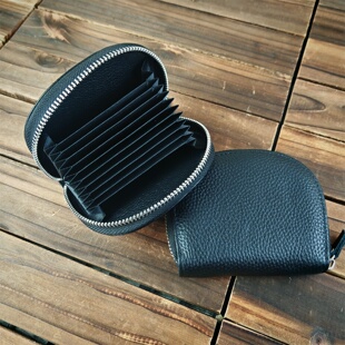 男士头层牛皮风琴卡包防盗女士卡夹真皮卡片包多功能拉链小钱包