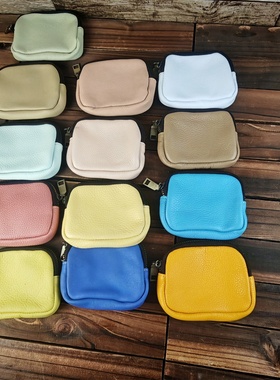 外贸出口尾货女士迷你拉链钱包真皮头层牛皮清仓手拿手抓女包卡包