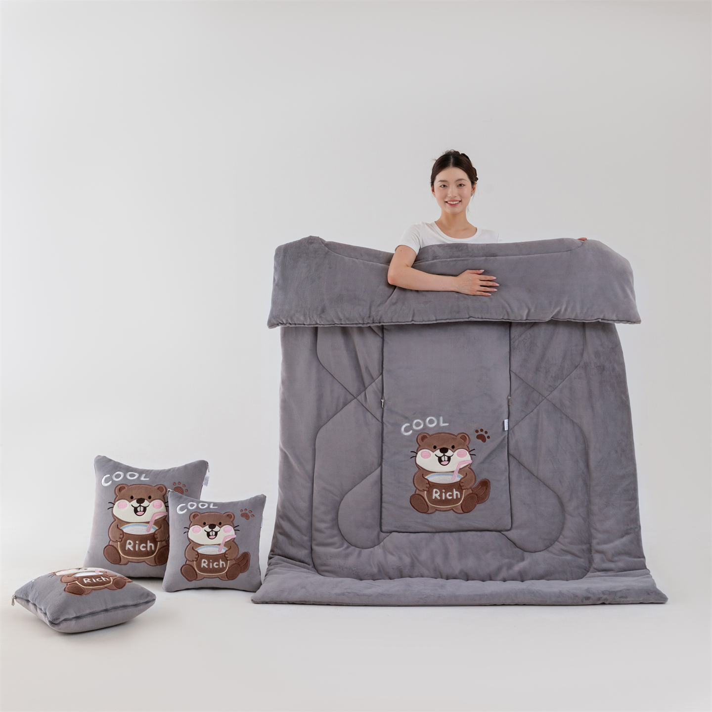 抱枕被子两用加厚加绒折叠办公室