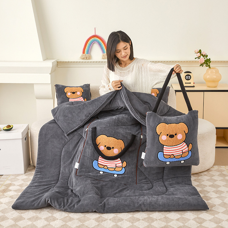 可手提+折叠+背带款沙发毯午休