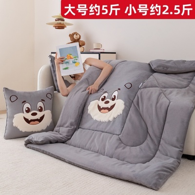 加厚加绒抱枕被子两用