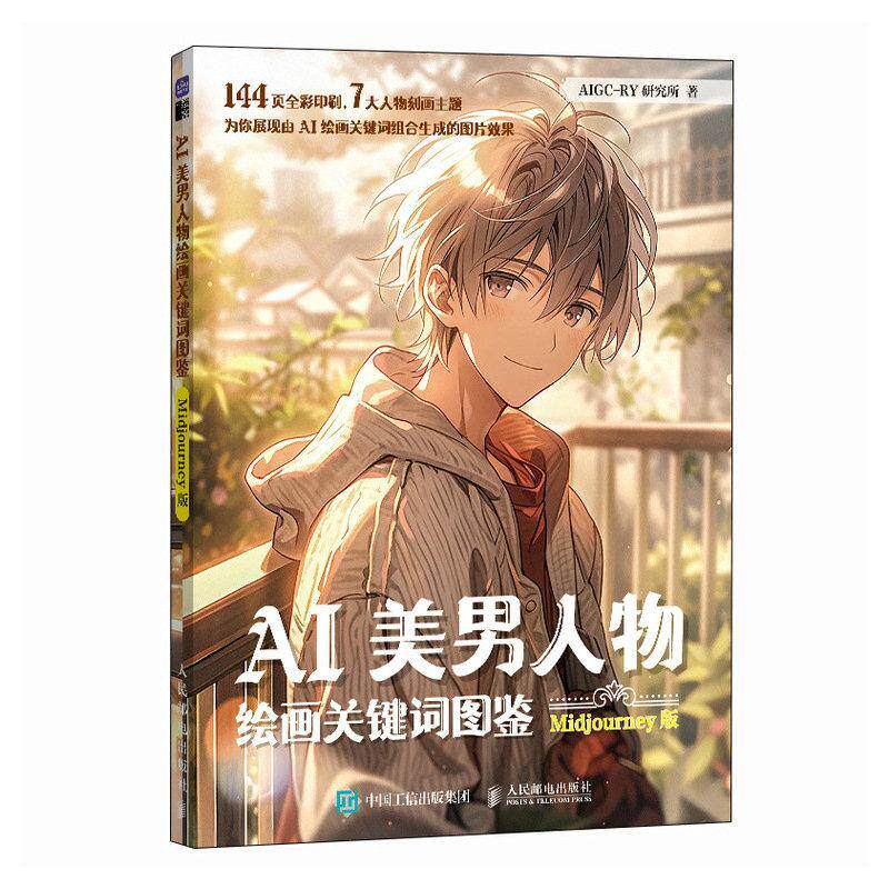 AI美男人物绘画关键词图鉴 MIDJOURNEY版 ai绘图二次元漫画人物AI绘画教程mj关键词图鉴AIGC图片创作现代古风美男子 AI绘画教程书图片