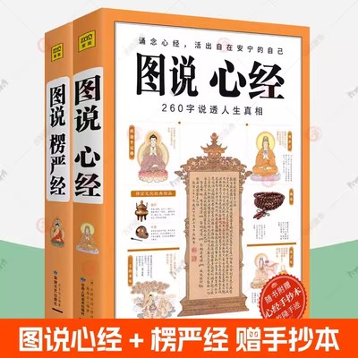 赠手抄本乾隆手迹】 图说心经+图说楞严经全2册 260字说透人生真相 原文白话详解 佛学经典书籍 正版