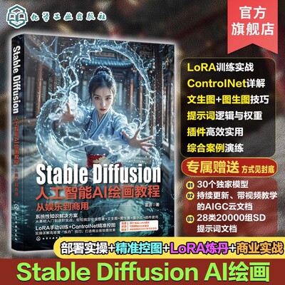 正版 Stable Diffusion人工智能AI绘画教程从娱乐到商用 SD进阶教程 Lora炼丹+ControlNet精准控图技术详解实操案例商业级AI绘图