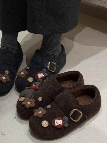 MFX 89-063韩系女鞋2025冬手工围巾熊加棉勃肯鞋