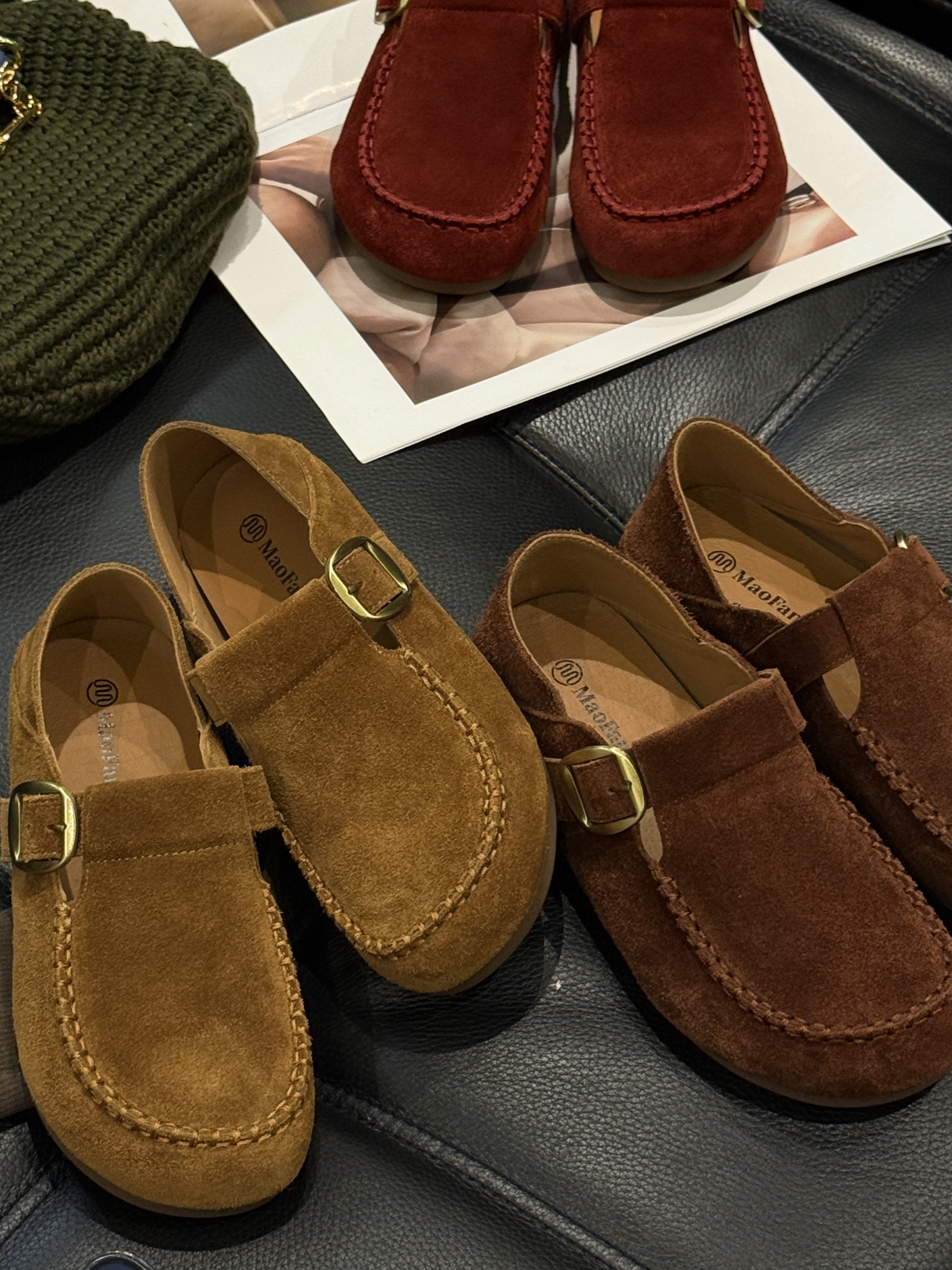 MFX889-92欧货牛皮女鞋2025秋真皮圆头平底乐福鞋单鞋韩系勃肯鞋