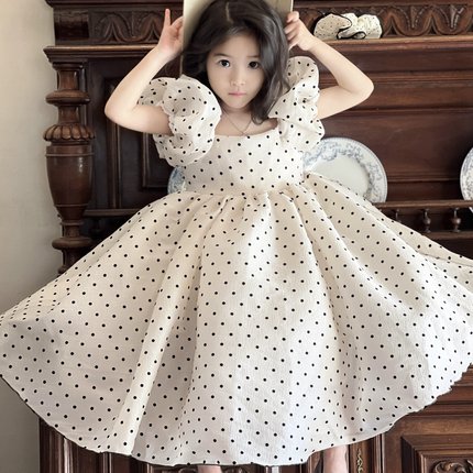 波点公主裙女童法式蓬蓬裙礼服裙儿童高端连衣裙夏季生日长裙洋气