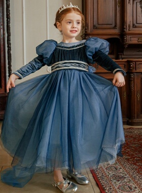 西米女童艾莎公主裙春秋绝美发光冰雪奇缘高端生日儿童礼服连衣裙