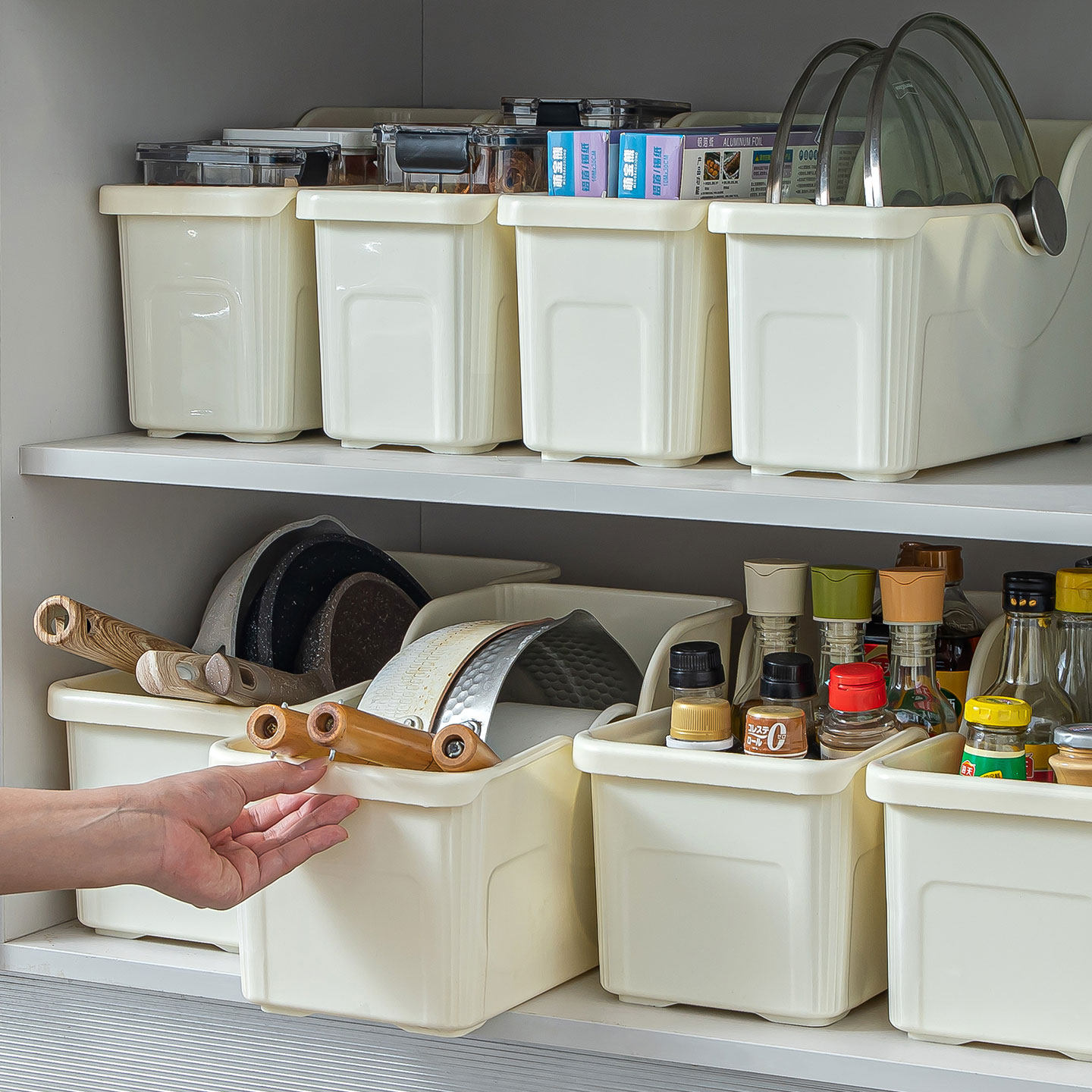 厨房锅具收纳盒整理盒锅盖调料带滑轮下水槽橱柜收纳多功能收纳架