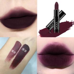 黑红色口红暗黑色系哥特中毒姨妈色车厘子纯黑色深色暗色吸血鬼