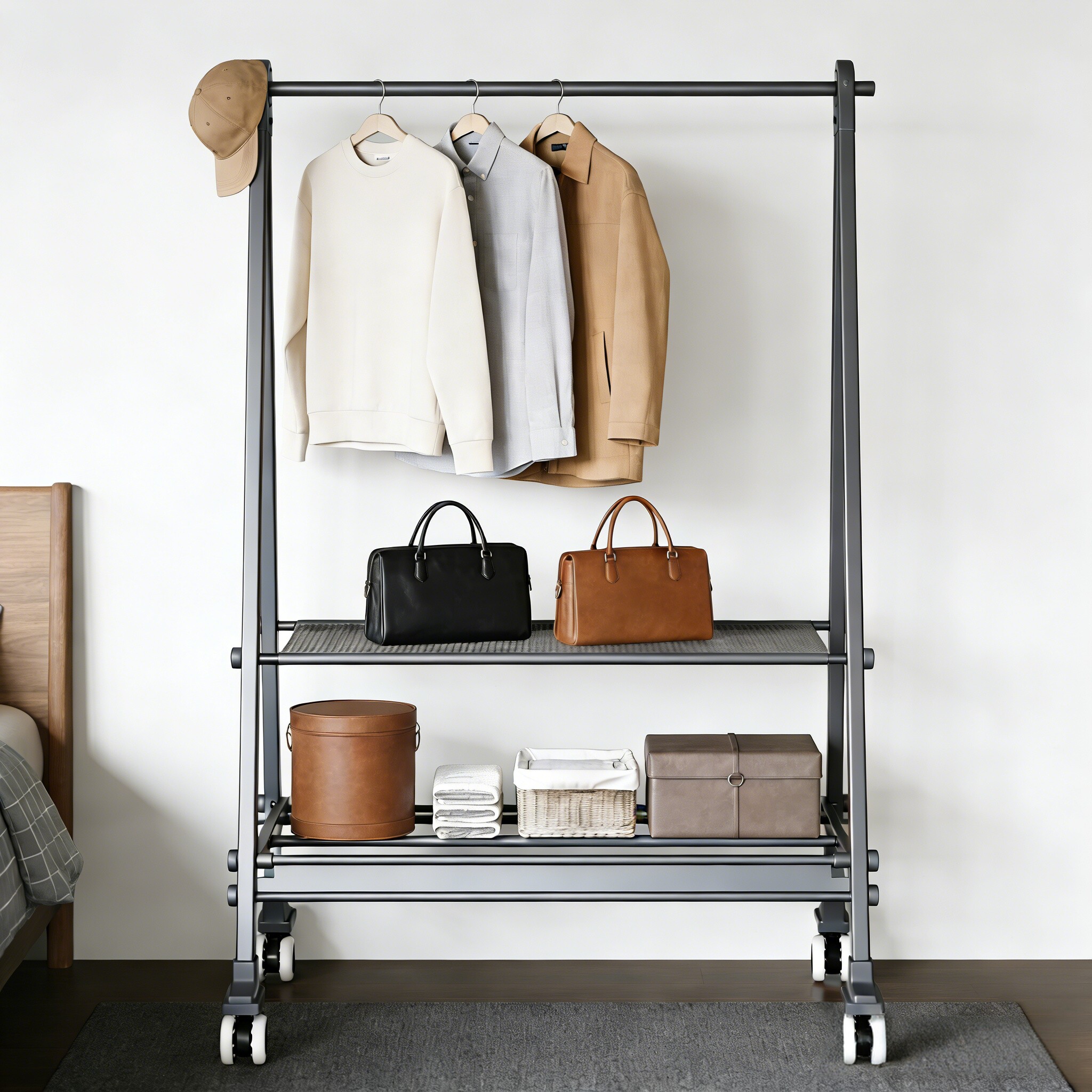 挂衣架落地式卧室衣帽置物架