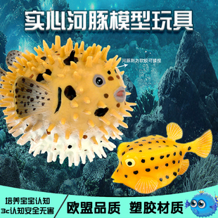 仿真海洋动物塑胶河豚模型鲫鱼河鲜实心摆件刺豚玩具儿童认知礼物
