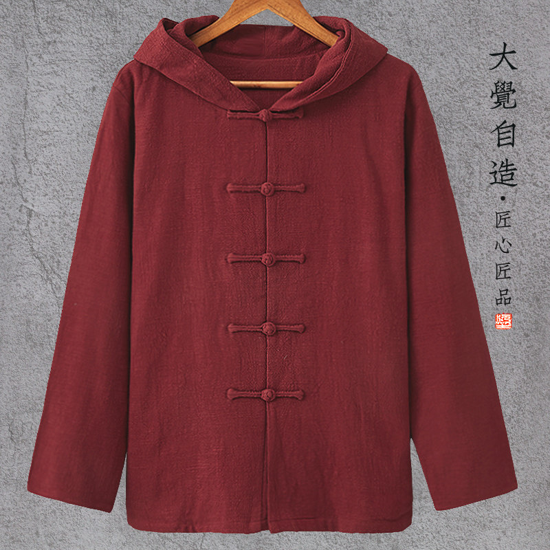 原创中国风春季宽松棉麻盘扣唐装