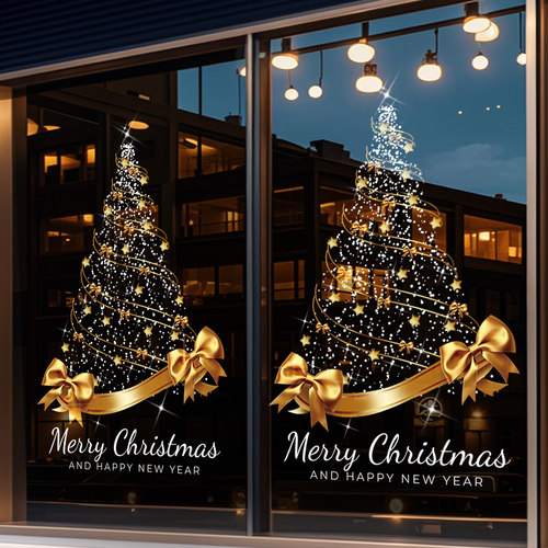 圣诞装饰场景布置店铺商场橱窗贴