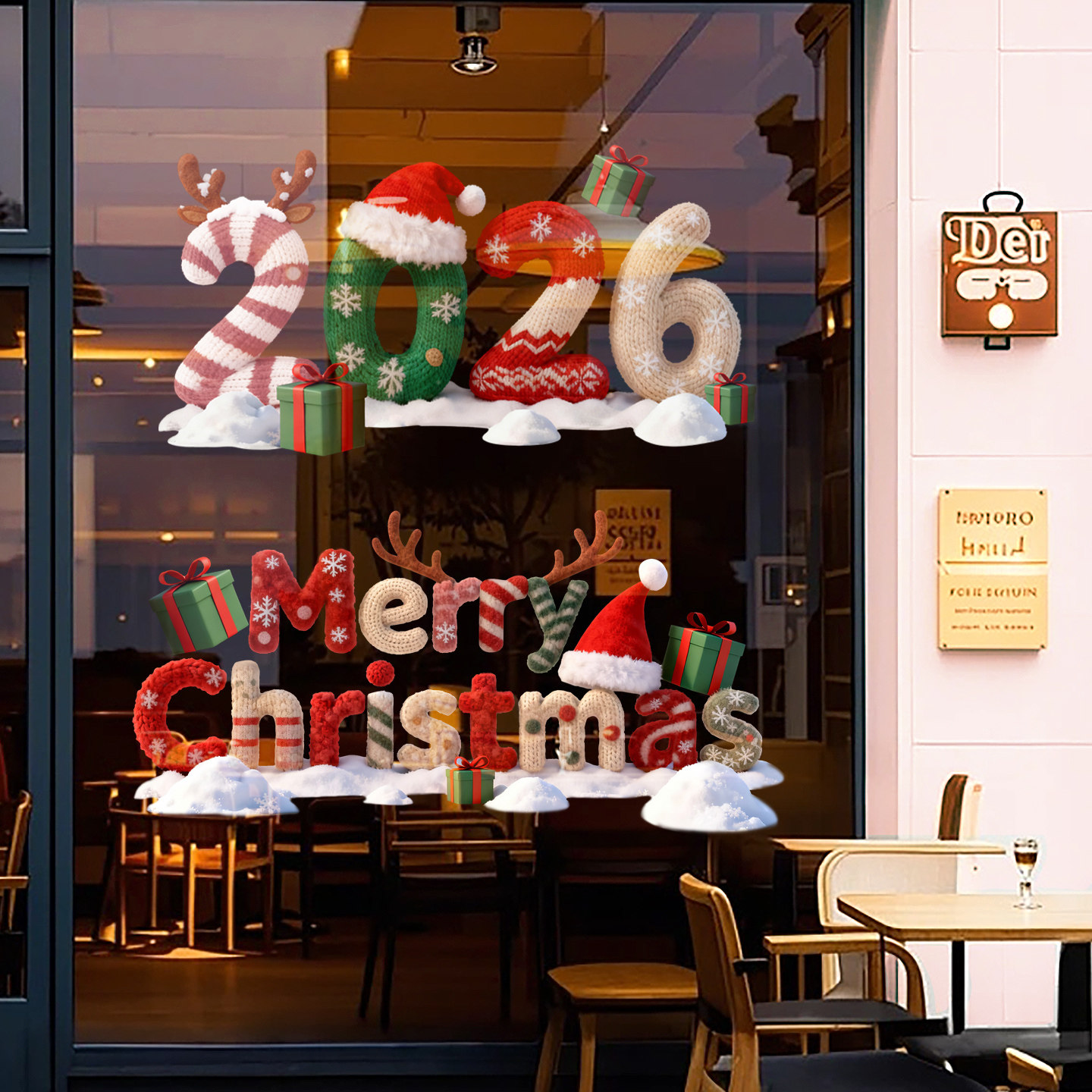 2026圣诞节装饰窗花贴静电玻璃门