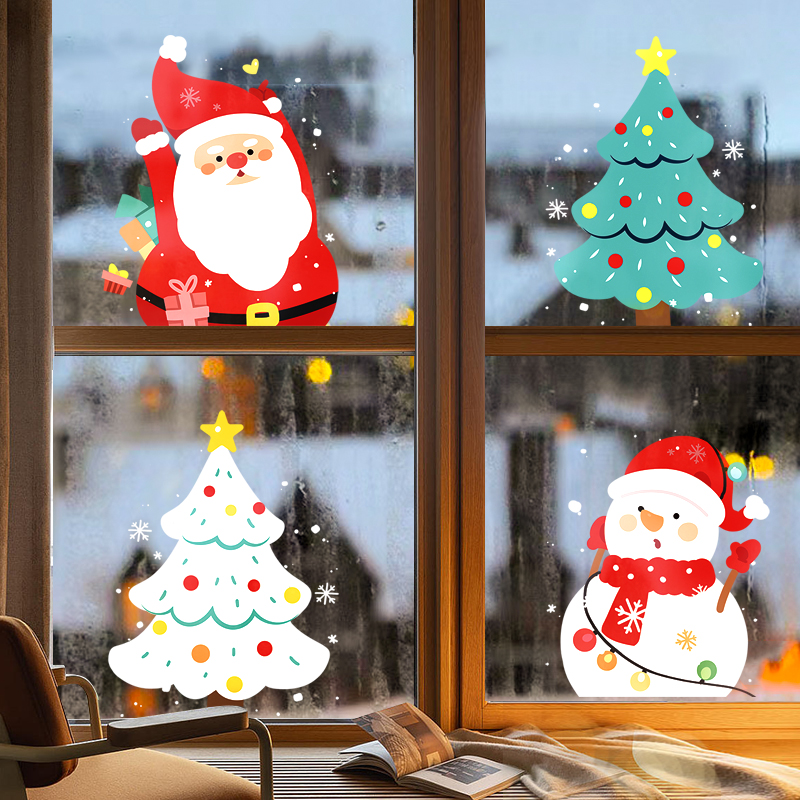 圣诞节橱窗静电玻璃贴门贴纸