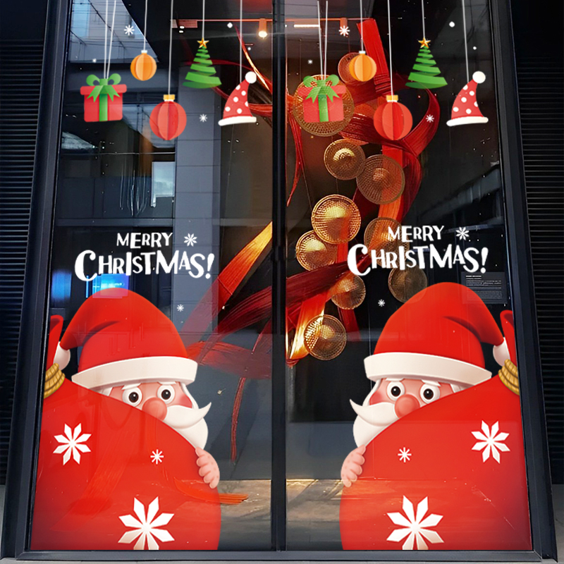 圣诞节装饰圣诞老人窗花玻璃贴