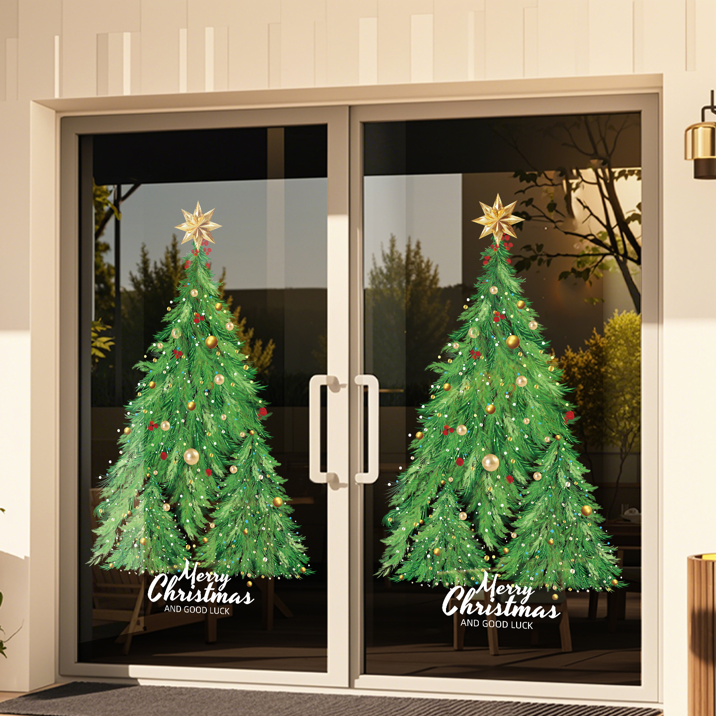 2026圣诞节日装饰静电玻璃门贴纸