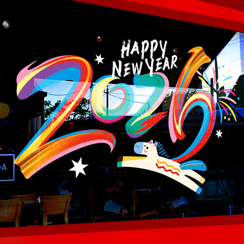 新年元旦圣诞装饰静电玻璃门贴纸