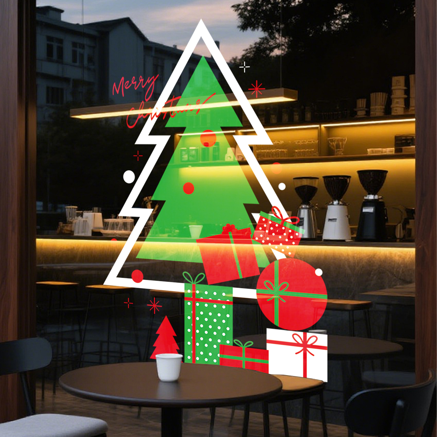 圣诞节装饰品圣诞树静电玻璃贴纸