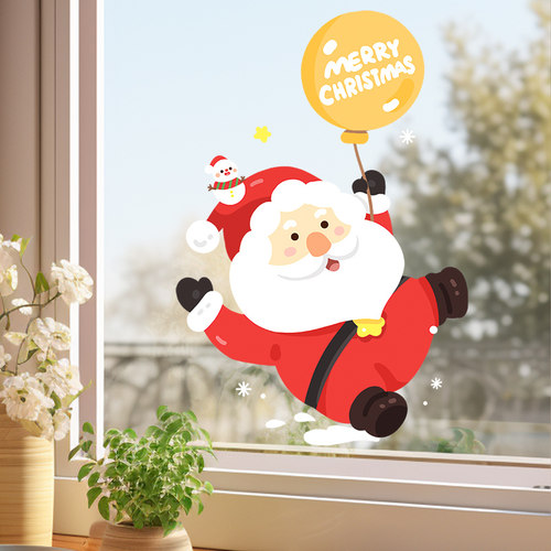 圣诞节节日橱窗静电玻璃贴门贴纸