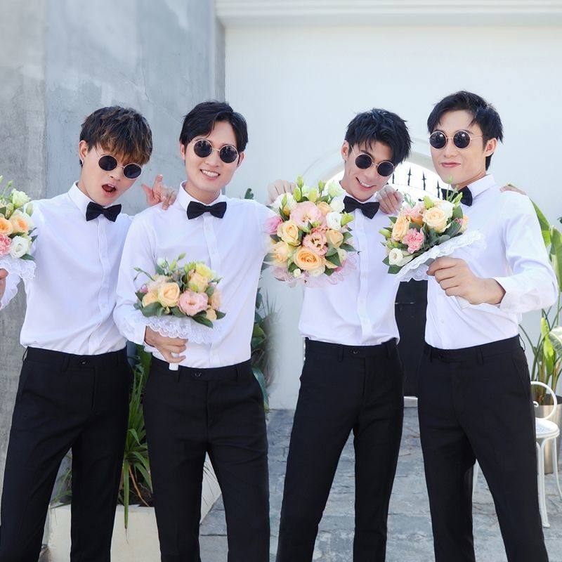 秋季伴郎服兄弟装婚礼衬衣西装礼服兄弟团衣服男西服白衬衫服装