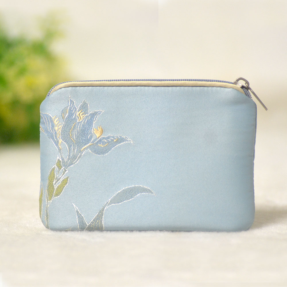 创意高档零钱包卡包硬币收纳袋女孩日常布艺纯色刺绣工艺便携随身