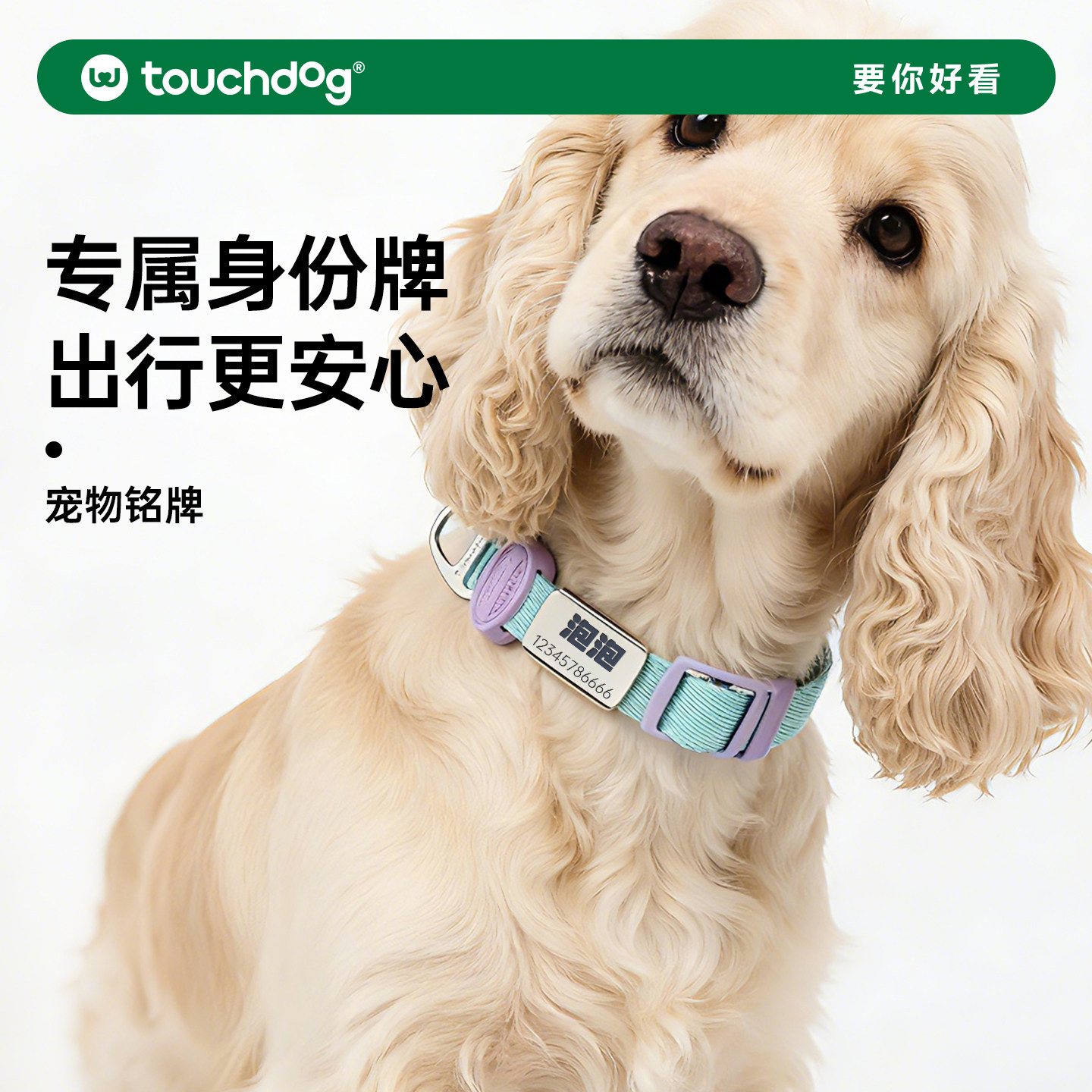 Touchdog它它宠物定制铭牌刻字防丢狗牌猫牌项圈项链饰品小狗挂牌