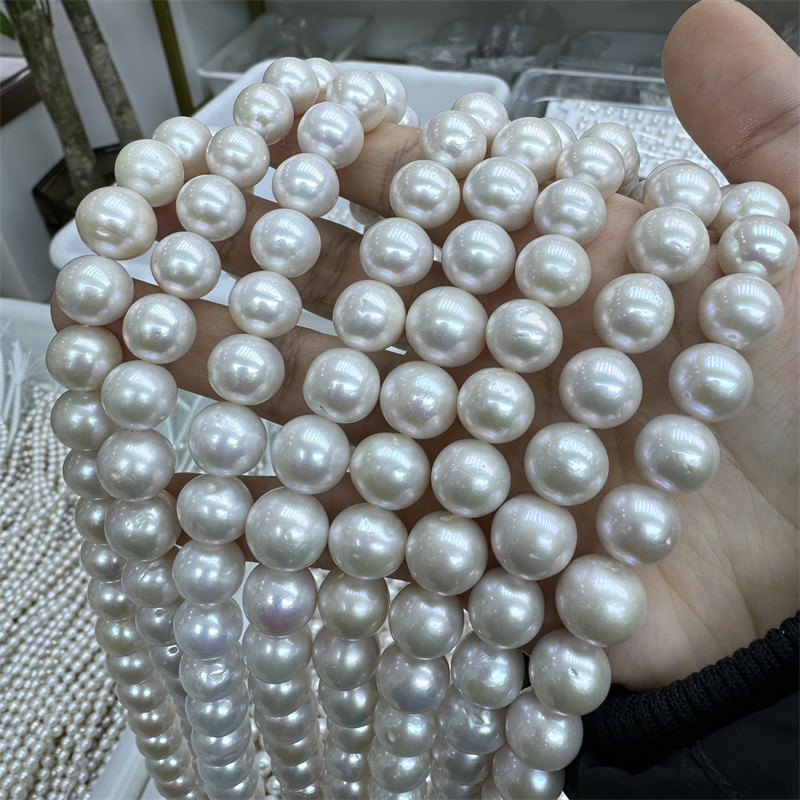 妈妈链淡水珍珠项链大尺寸白色