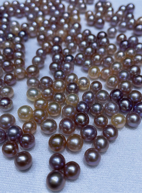 丝麦尔珠宝6-7mm近正圆强光微微瑕紫色橙色淡水珍珠裸珠散珠可diy