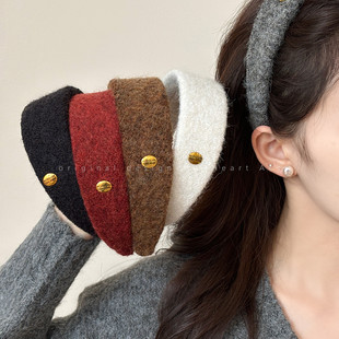 质感超好 气质高颅顶压发头箍外出百搭发饰 秋冬毛呢宽边发箍女款