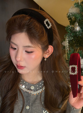 千金氛围！黑色丝绒宽边发箍女高级感洋气时尚头箍气质高颅顶发饰