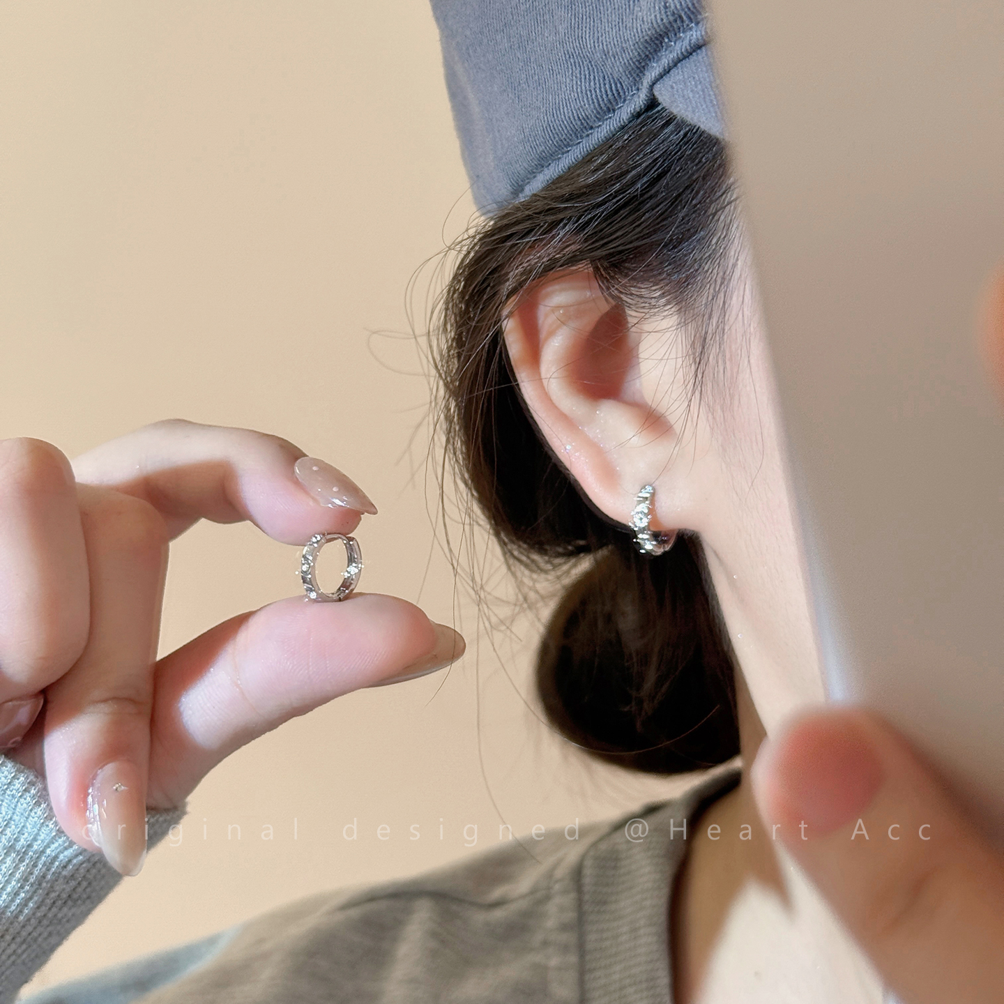 高级感星星锆石素圈耳圈女小众设计独特耳环耳饰2025新款耳扣耳钉