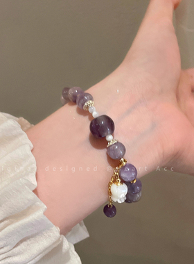 紫水晶铃兰花串珠手链女款2025新款高级感手饰森系小清新百搭手串