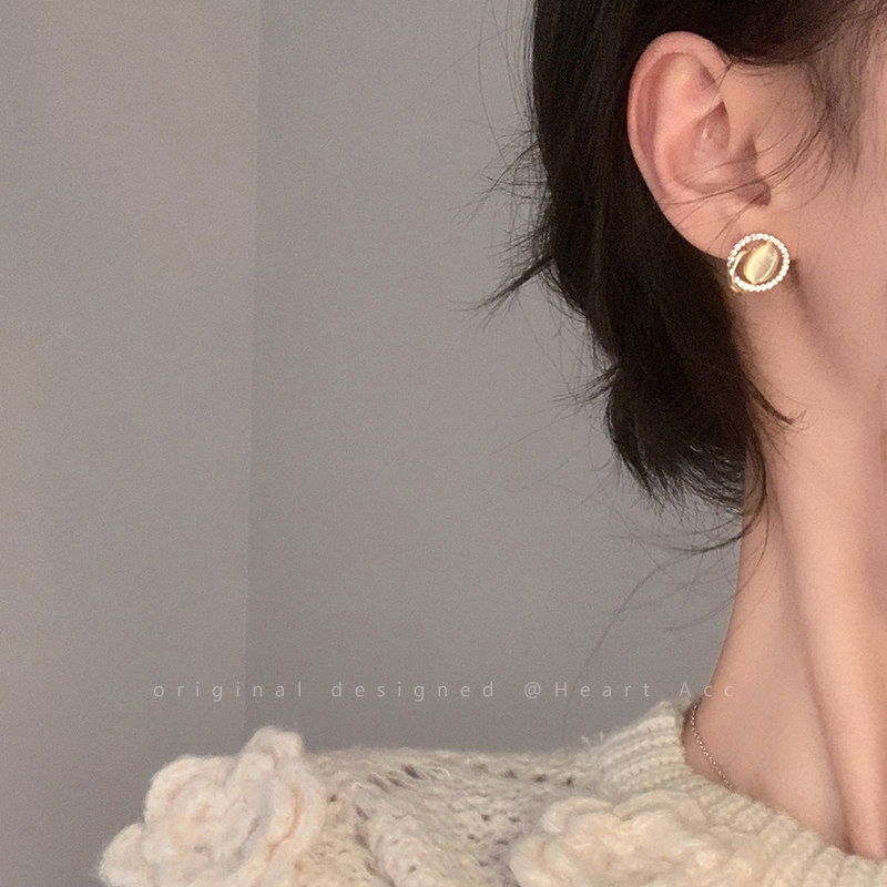 复古猫眼石锆石耳钉女轻奢小众设计感圆脸耳饰精致气质高级感耳环,饰品/流行首饰/时尚饰品新,耳环,淘宝优惠券,粉丝福利购,淘宝优惠卷