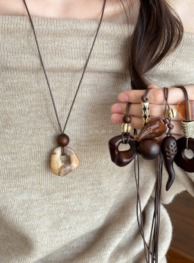 艺术画廊！复古不规则吊坠项链女美拉德长款毛衣链小众高级感配饰