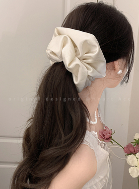 慵懒风白色超大大肠发圈头花女2026新款韩系丸子头高级感发绳发饰